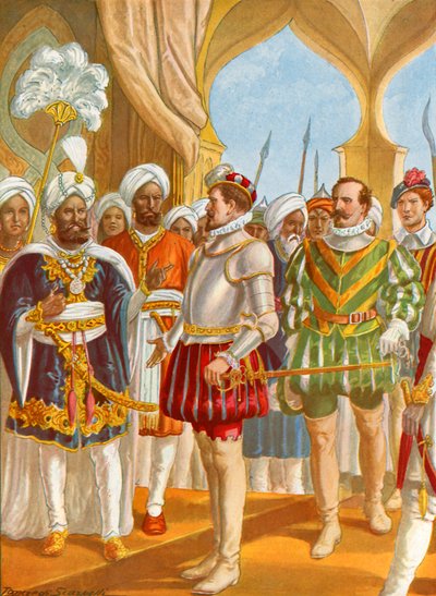 Conversation between Pietro Alvares Cabral and the king of Calicut by Tancredi Scarpelli